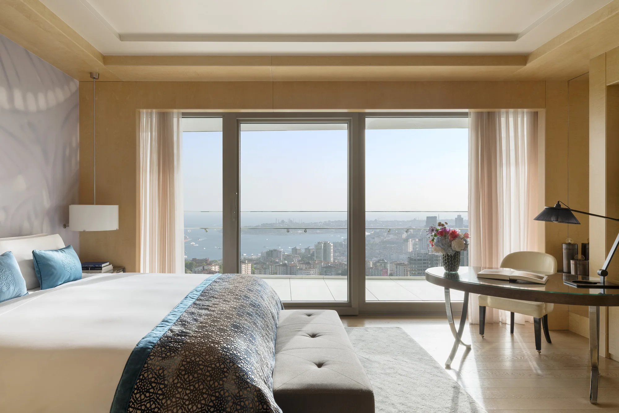 Junior Suite Partial Bosphorus View Bedroom at Raffles Istanbul